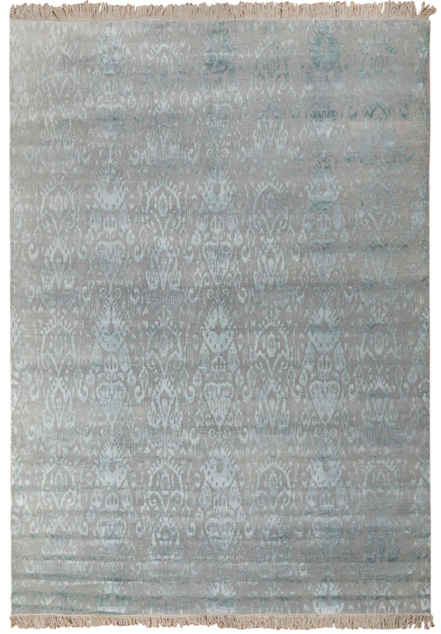 12x15 Area Rug Handmade Transitional Wool Silk Silver Aqua Blue  #3421(366x457 Cms.)